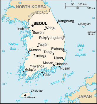 Map of Korea. South